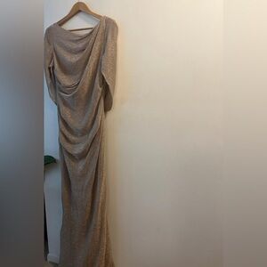 Betsy and Adam metallic cape dress